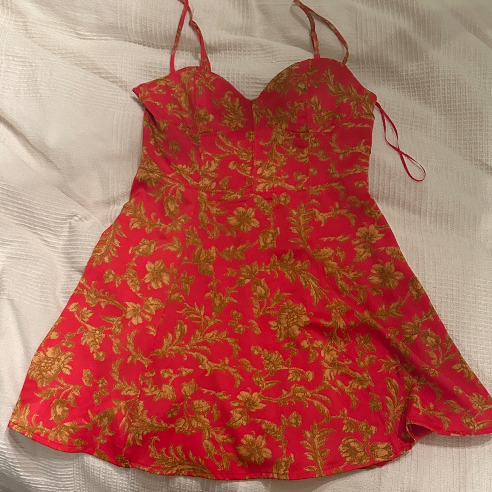 Urban Outfitters Red and Gold Floral Dress